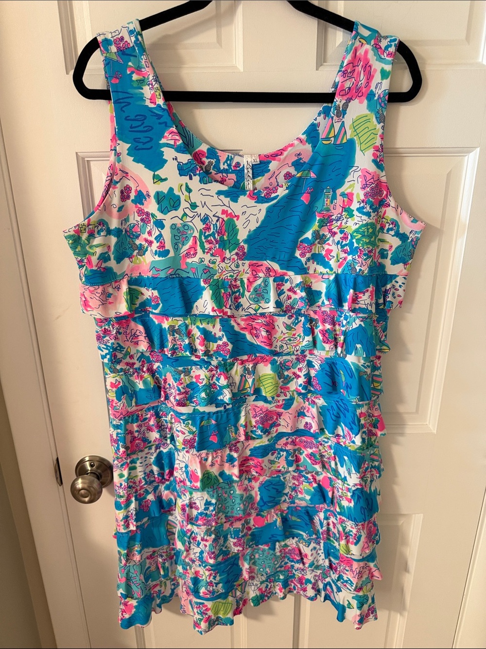 Lulu-B Cha Cha Dress Postcards from Positano Ruffle Tiered Sun Protection XL